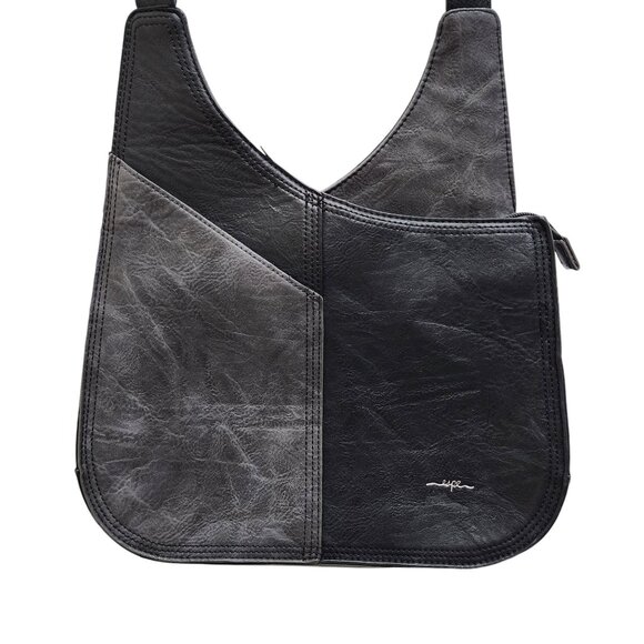 Espe Crossbody Shoulder Bag Black Vegan Leather Adjustable Strap Zip Pockets - Picture 9 of 16